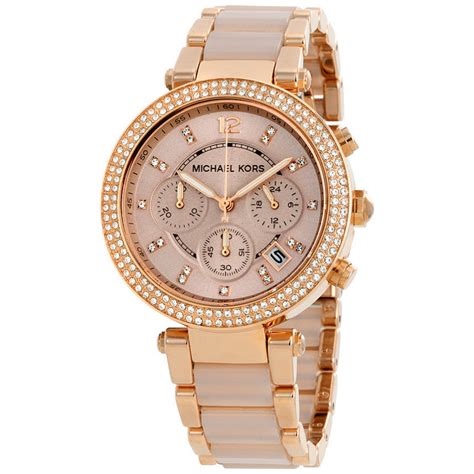 michael kors parker rose gold tone parker ladies watch mk5896|Michael Kors chronograph bracelet.